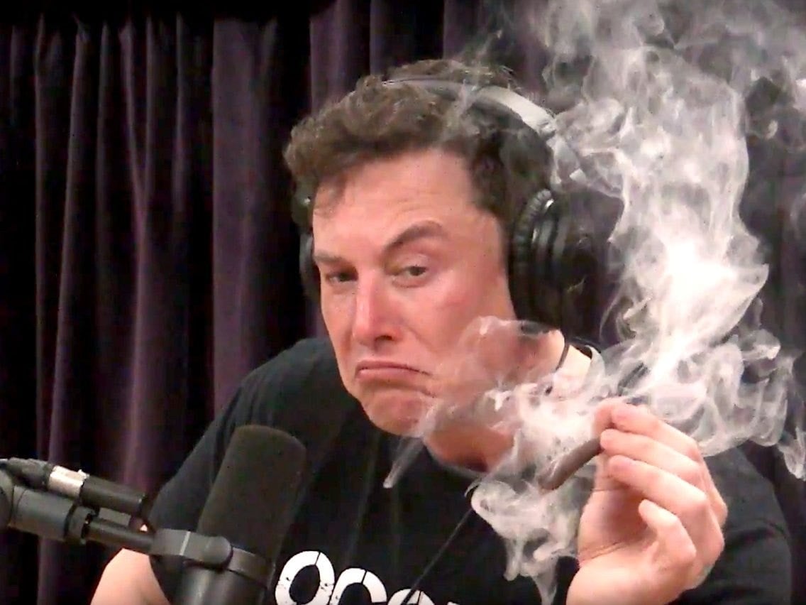 Musk smoked weed on a podcast. The Joe Rogan Experience/YouTube