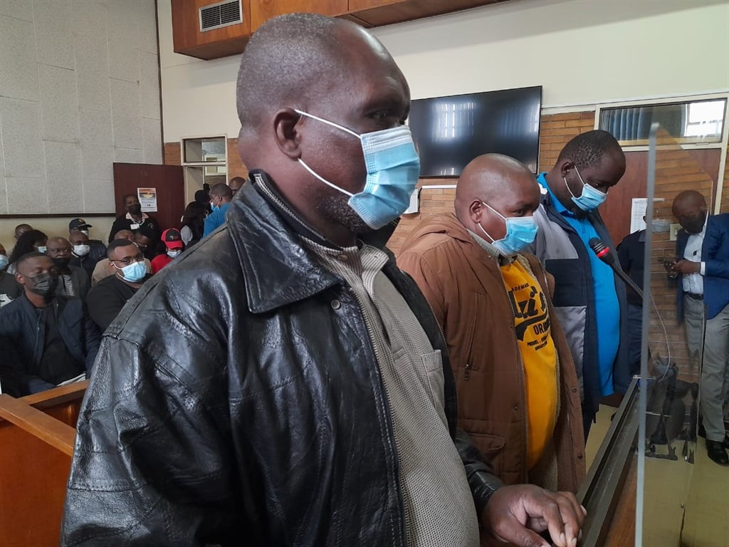 Philemon Lukhele, in a black jacket, was arrested together with Sipho Lawrence Mkhatshwa and Albert Mduduzi Gama for Hillary Gardee's murder. Lukhele works in the office of the Mpumalanga ANC Chief Whip. Photo: Ntwaagae Seleka/  News24