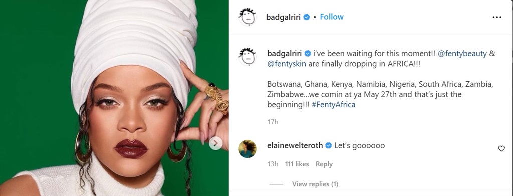 Fans react to Rihanna's Fenty Beauty and Fenty Skin coming to South Africa