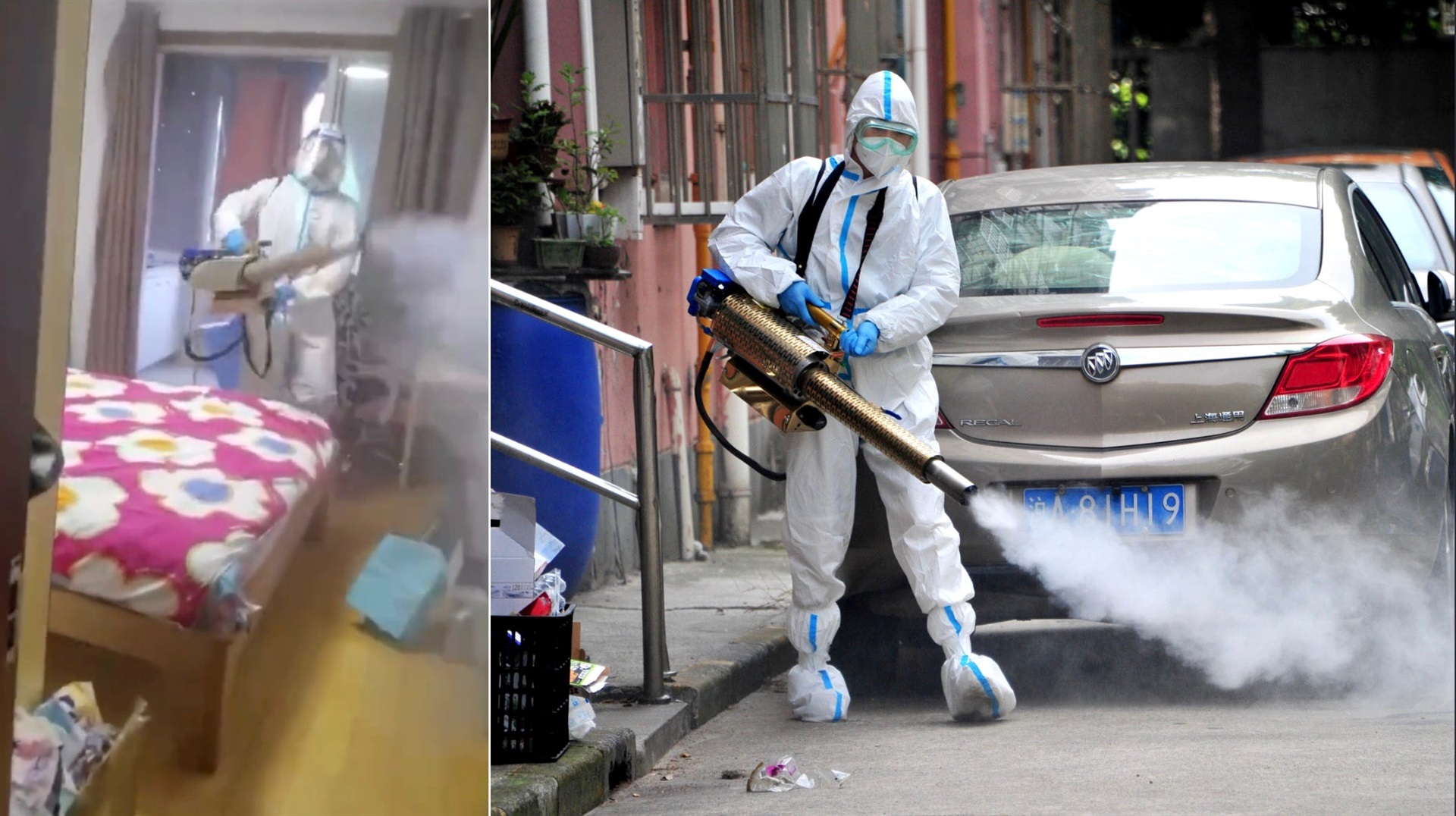 Chinese health officials have been spraying disinf