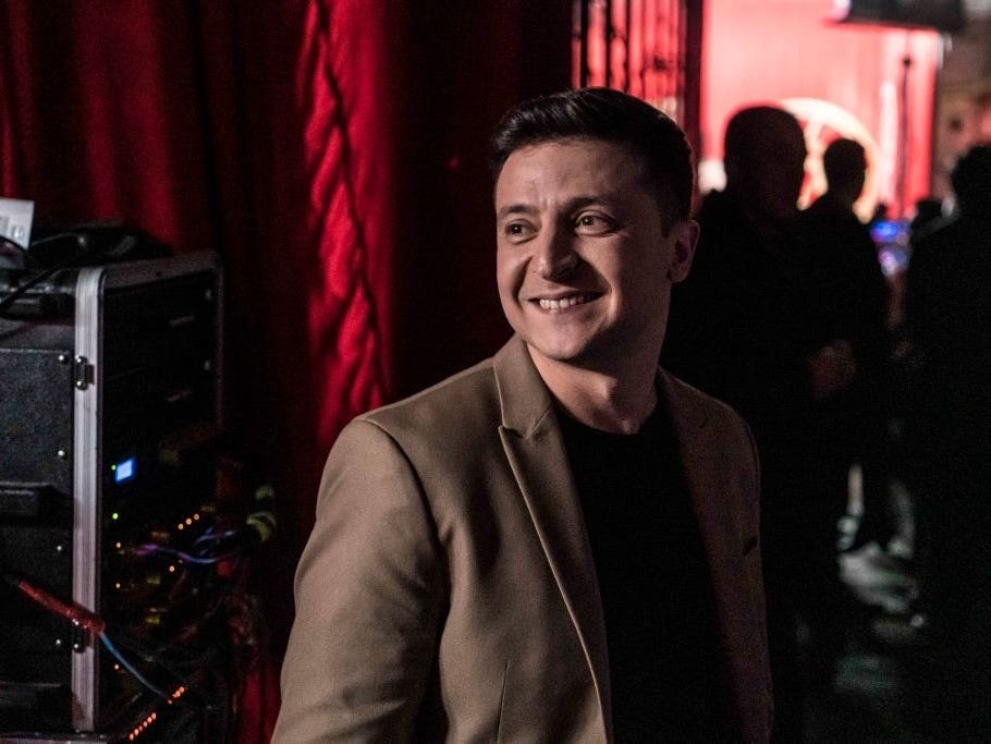 Volodymyr Zelenskyy backstage in 2019. Brendan Hoffman/Getty Images