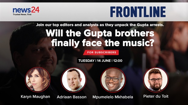<p><br /></p><p>Join News24 editor-in-chief Adriaan Basson on Tuesday to unpack the steps needed to ensure the Gupta brothers have their day of reckoning.</p><p>Basson will be joined by News24's assistant editor for in-depth news, Pieter du Toit, top political analyst Mpumelelo Mkhabela&nbsp;and legal journalist Karyn Maughan, who will be joining us fresh from her trip to Dubai.</p><p>Join us on Tuesday, 14 June, at 12:00 to participate in this event, which is exclusively for <strong>News24 subscribers.</strong></p>