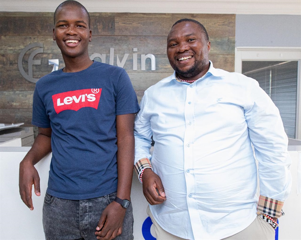UKZN student Dumisani Ngobese with Durban businessman Calvin Mathibeli.