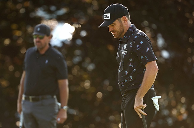 Phil Mickelson and Louis Oosthuizen during round one of the 122nd US Open Championship at The Country Club in Brookline, Massachusetts on 16 June 2022. (Photo by Patrick Smith/Getty Images)