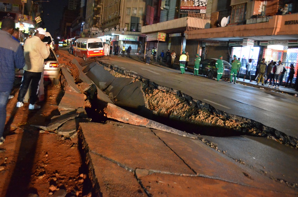 Bree Street was damaged during the explosion. Photo by Happy Mnguni