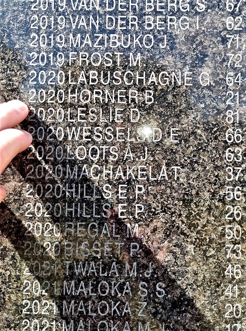 HJ Vosloo wys hier na die name van die slagoffers van plaasmoorde in die Vrystaat die afgelope drie jaar. Foto: Alet van der Walt