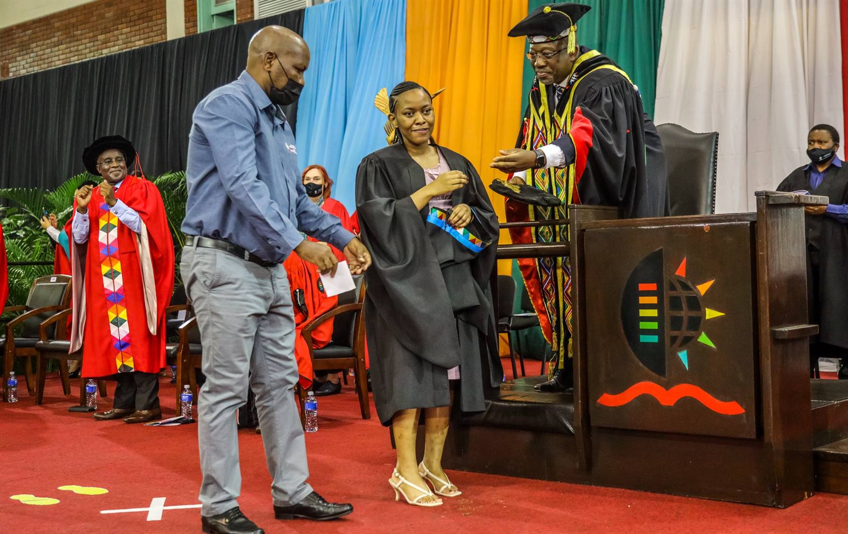 Vice-Chancellor and Principal, Professor Nana Poku capping blind graduate Masibonge Mkhize at her graduation ceremony at the University of KwaZulu-Natal Westville campus earlier this week.PHOTO: Abhi Indrarajan