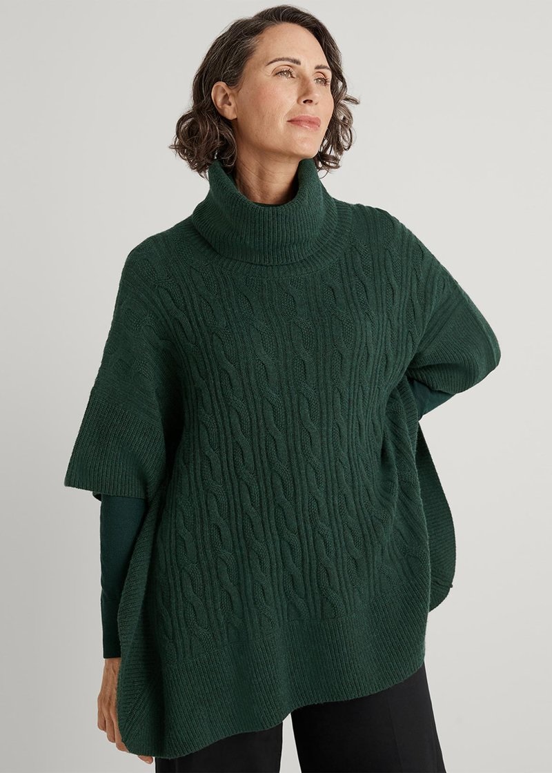 Cable Roll Neck Poncho