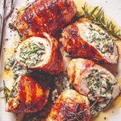 Bacon-wrapped chicken roulade