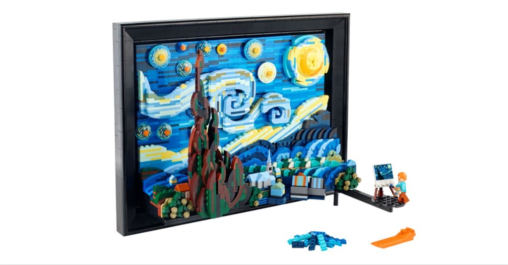 Lego version of Vincent van Gogh The Starry Night 