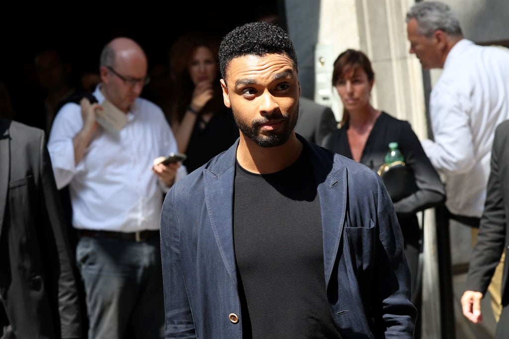 Regé-Jean Page is seen ahead of the Giorgio Armani fashion show during the Milan Fashion Week.