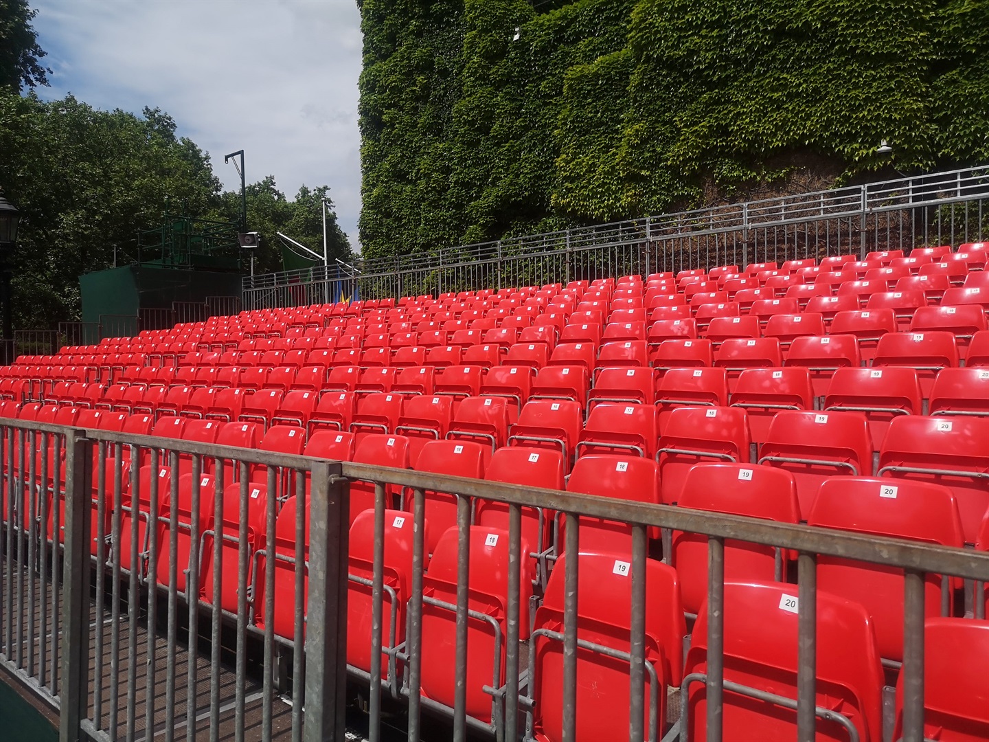 Empty seats after the Trooping the Colour royal event in London.