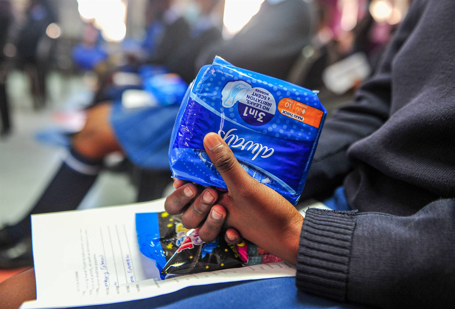 Girls on the Go, Clicks’ Helping Hand Trust programme, teamed up with the Gift of the Givers and Always to donate 1 200 packs of sanitary pads to girls at Phomolong Secondary School in Tembisa on Tuesday. Photo: Rosetta Msimango