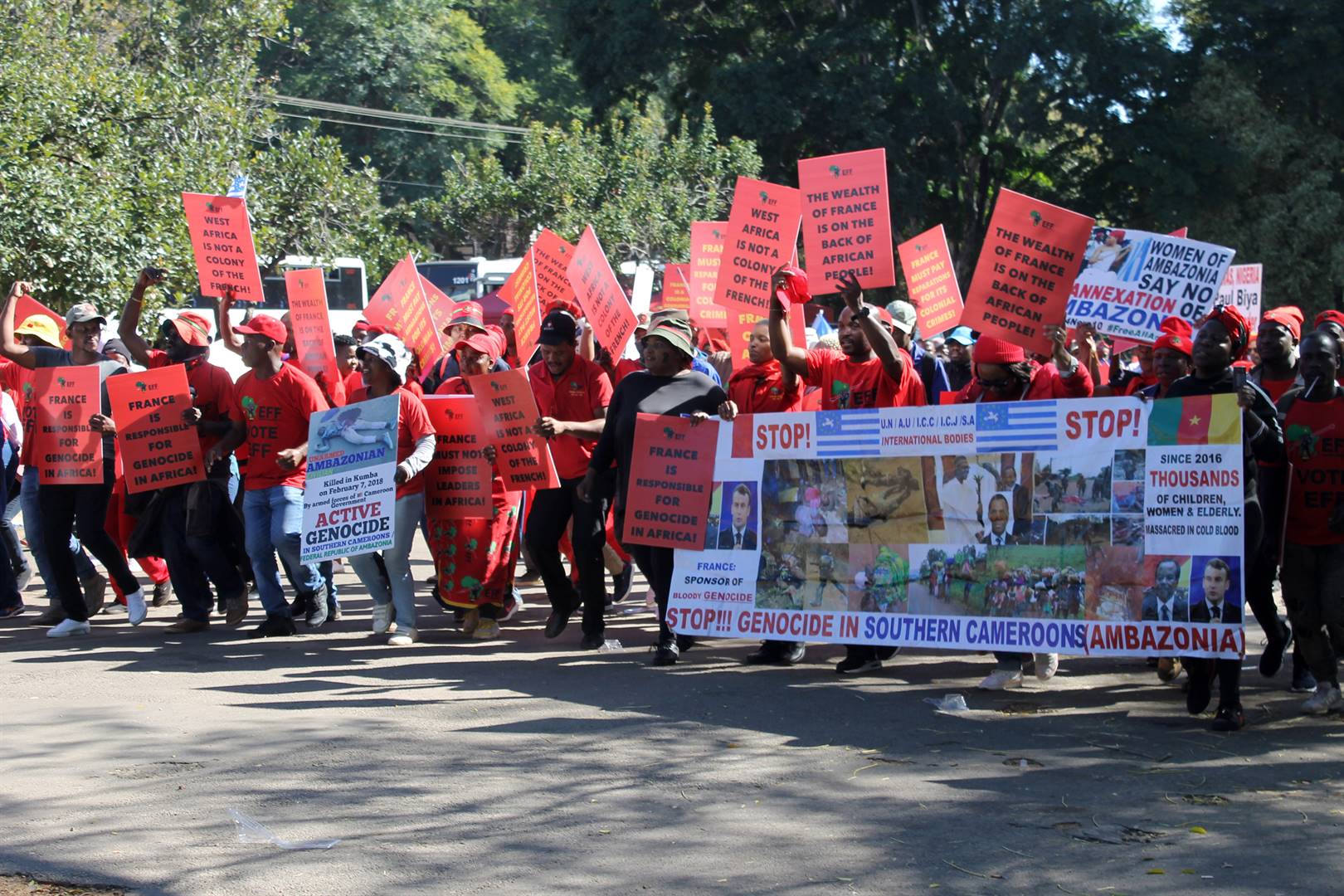 The members and their leadership, including their commander in chief, Julius Malema, marched to the French Embassy in Tshwane. Photo by Thokozile MnguniPhoto by Thokozile Mnguni