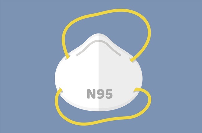 Flat mask vector N95 respirator to prevent toxic fumes and dust between the small size of the air such as PM2.5.