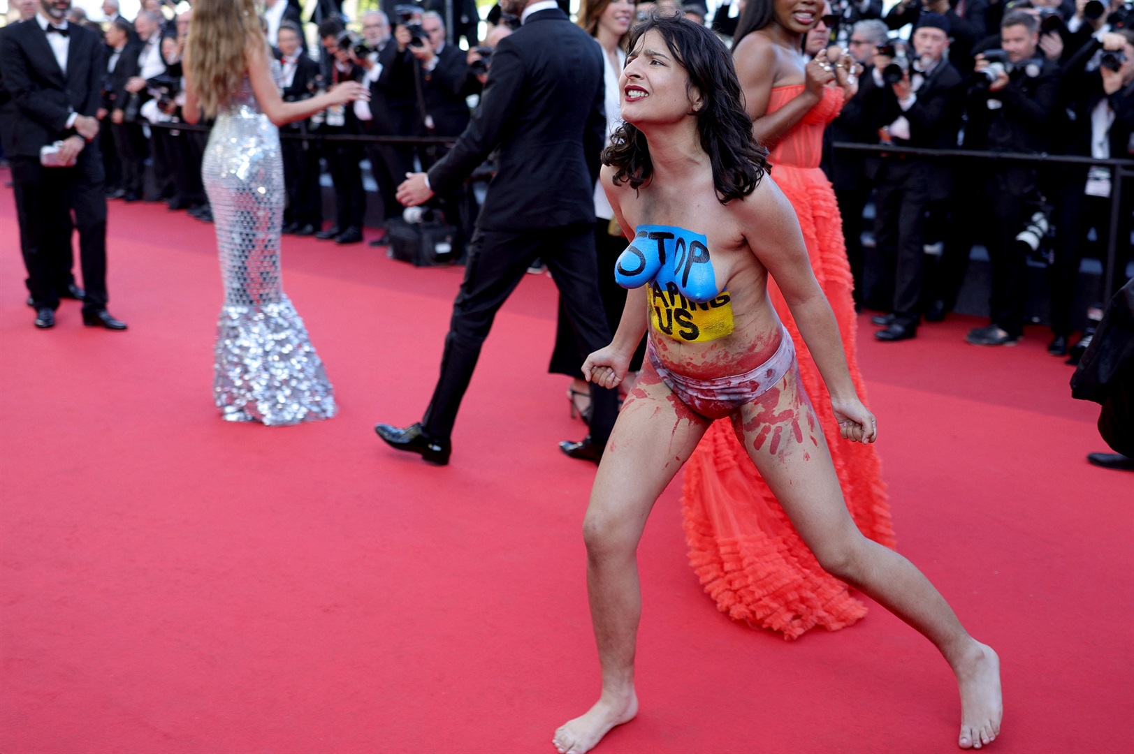 Cannes film festival protest. VALERY HACHE/AFP via Getty Images