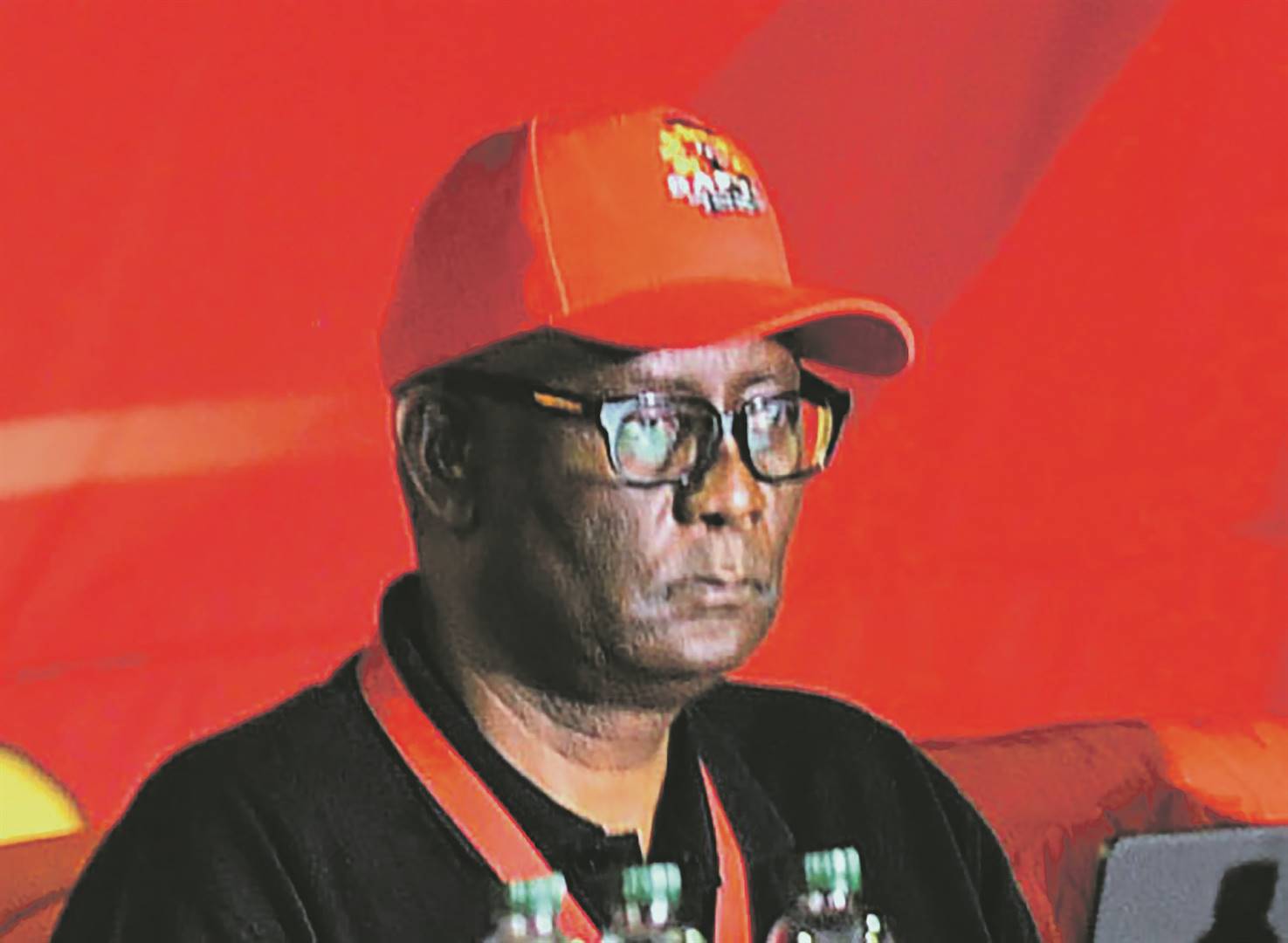 From left: Zwelinzima Vavi, Irvin Jim and Saftu delegates at the elective conference held at the Birchwood Hotel and OR Tambo Conference Centre in Ekurhuleni.      Photos by Lucky Morajane