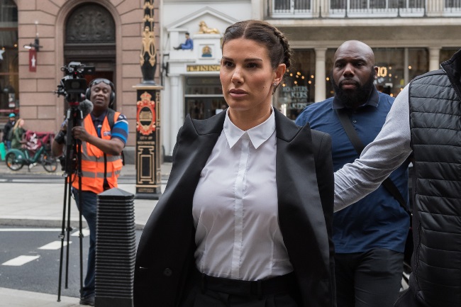 Rebekah Vardy, wife of Leicester City striker Jamie Vardy, arrives at the Royal Courts of Justice during high-profile trial against Coleen Rooney who is being sued for libel by Rebekah after Coleen publicly accused her of leaking private stories to the press. 
(Picture: Gallo Images/ Getty Images)