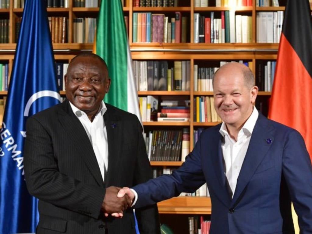 President Cyril Ramaphosa held a bilateral meeting with Chancellor Olaf Scholz of the Federal Republic of Germany on the margins of the G7 Leaders' Summit in Schloss Elmau, Bavaria.