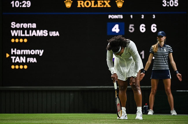 Serena Williams on Wimbledon Centre Court. (Photo by Glyn Kirk/AFP)
