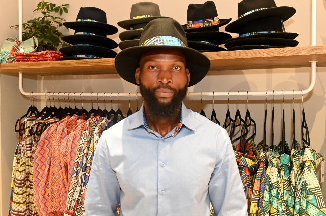 Mondi Makhoba at the launch of his fashion brand, Bhut' Omdala, at the Mall of Africa on 28 May 2022.