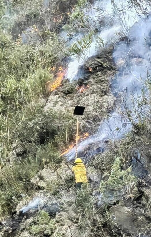 Machu Picchu'da bir orman yangınıyla mücadele eden bir acil durum personelinin tarihsiz bir görüntüsü.  Peru Kültür Bakanlığı/REUTERS aracılığıyla Bildiri