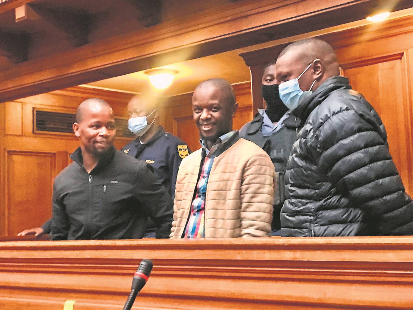 The three men accused of killing lawyer Pete Mihalik, Sizwe Biyela, Nkosinathi Khumalo, and Vuyile Maliti. 