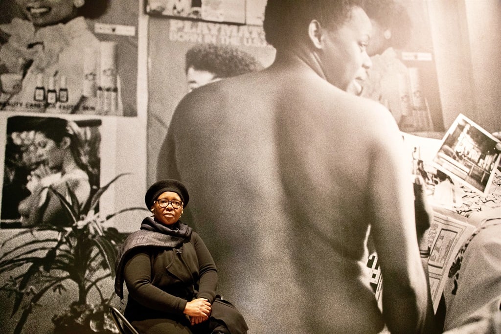 Ruth Seopedi Motau is pictured in front of one of the many photographic features she has completed during her long career. Photo: Manyatsa Monyamane
