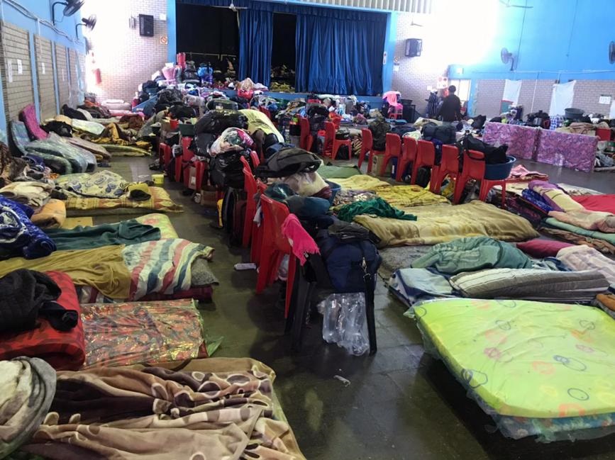 There are 430 people who were victims of the recent KZN floods who are currently staying at Mountview Hall in Verulum outside Durban. Photo: Yoliswa Sobuwa/City Press