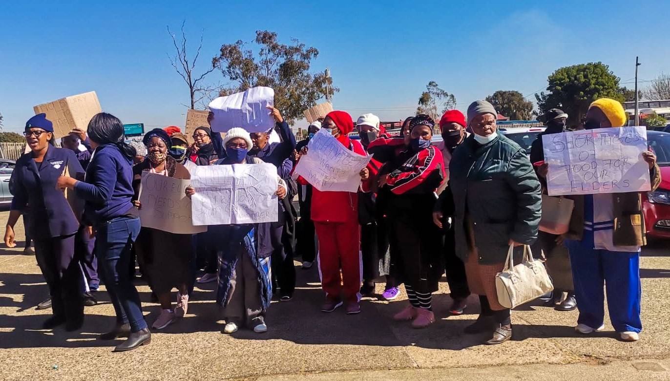 Vosloorus Old Age Home employees were outside the area’s magistrate court, calling for Sechaba Mathenjwa not to be granted bail. Photo: Palesa Dlamini