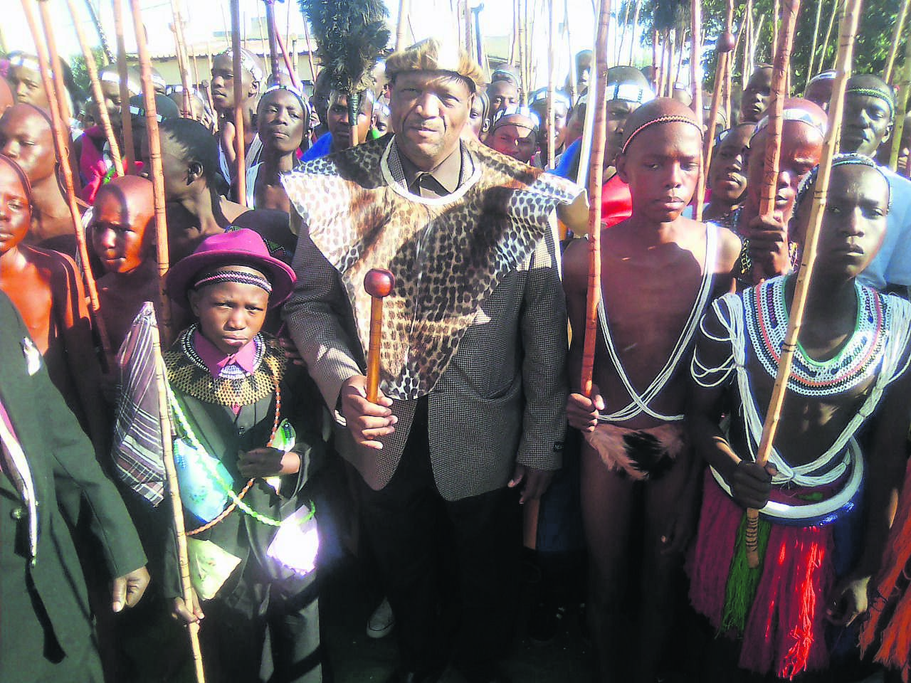 Chief Solly Nkoana leads his initiates back home.   Photo by Bongani Mthimunye