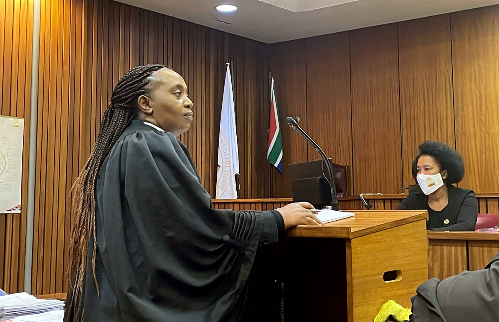 Advocate Zandile Mshololo continued with her cross examination of forensic expert Sergeant Thabo Mosia. Photo: Kgomotso Medupe