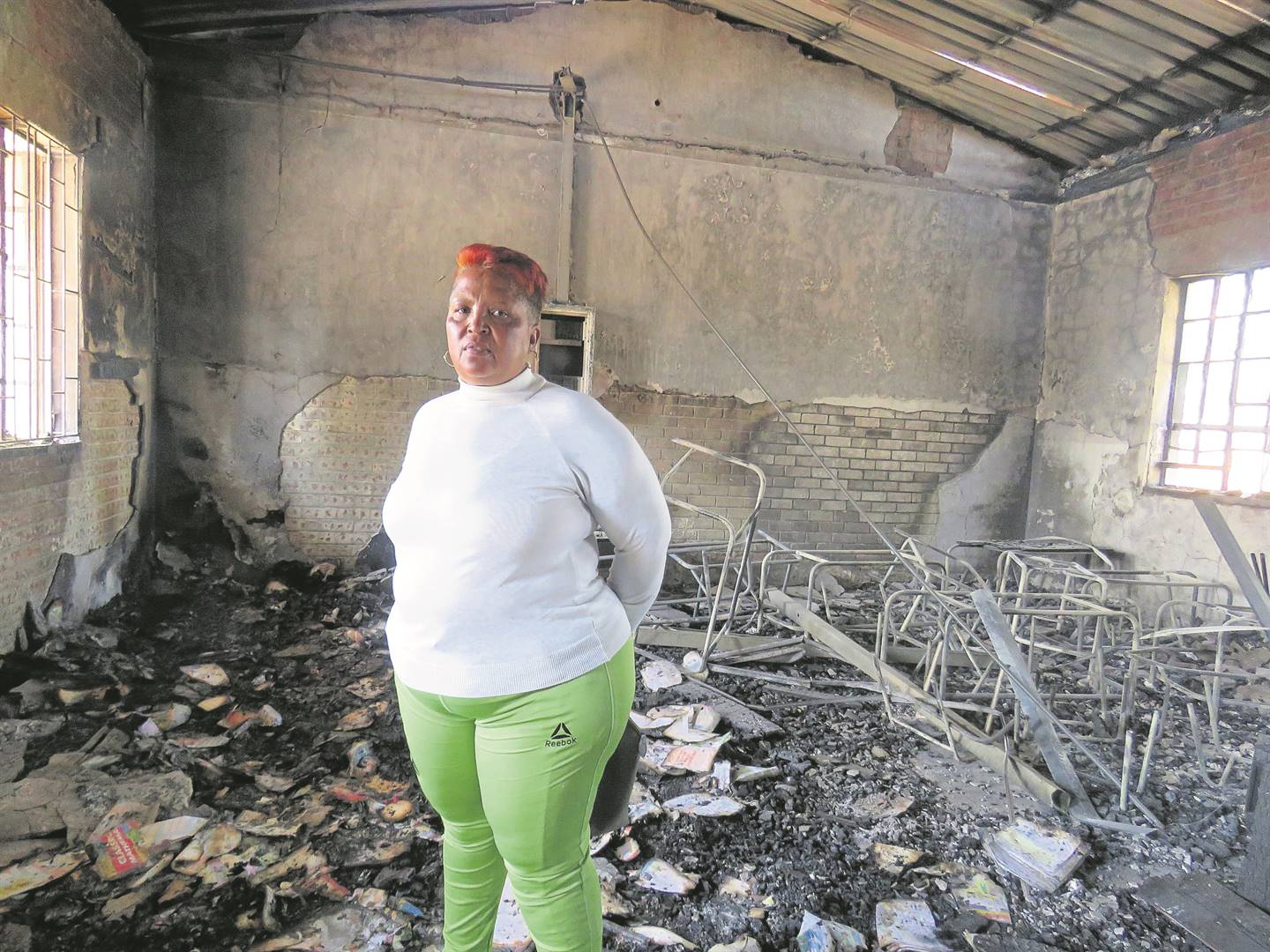 Ward Councillor Edith Klaasen is appealing for help to fix Drommedaris Primary School after the devastating fire.      Photo by Ntebatse Masipa