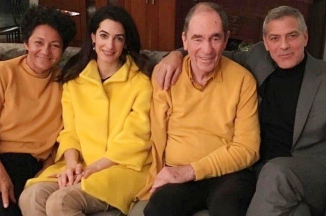 Albie Sachs and his wife, Vanessa September, with Amal and George Clooney in New York in 2018. (PHOTO: Supplied)