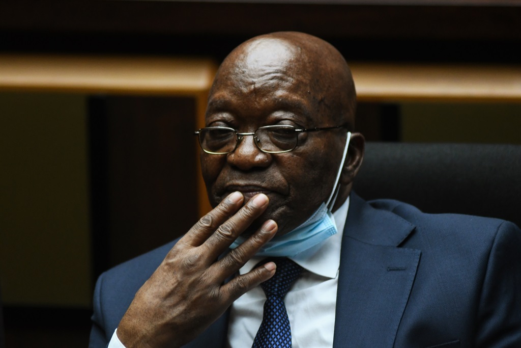 Jacob Zuma watches on during court proceedings