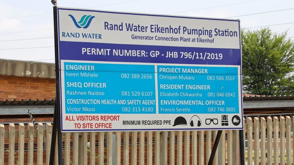 Sign board outside Rand Water pumping station