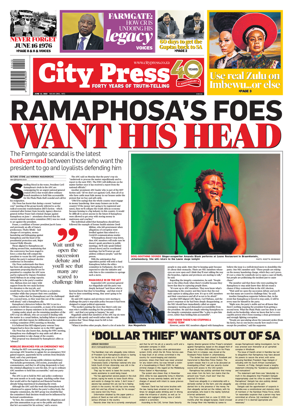 What's in City Press, June 12 2022