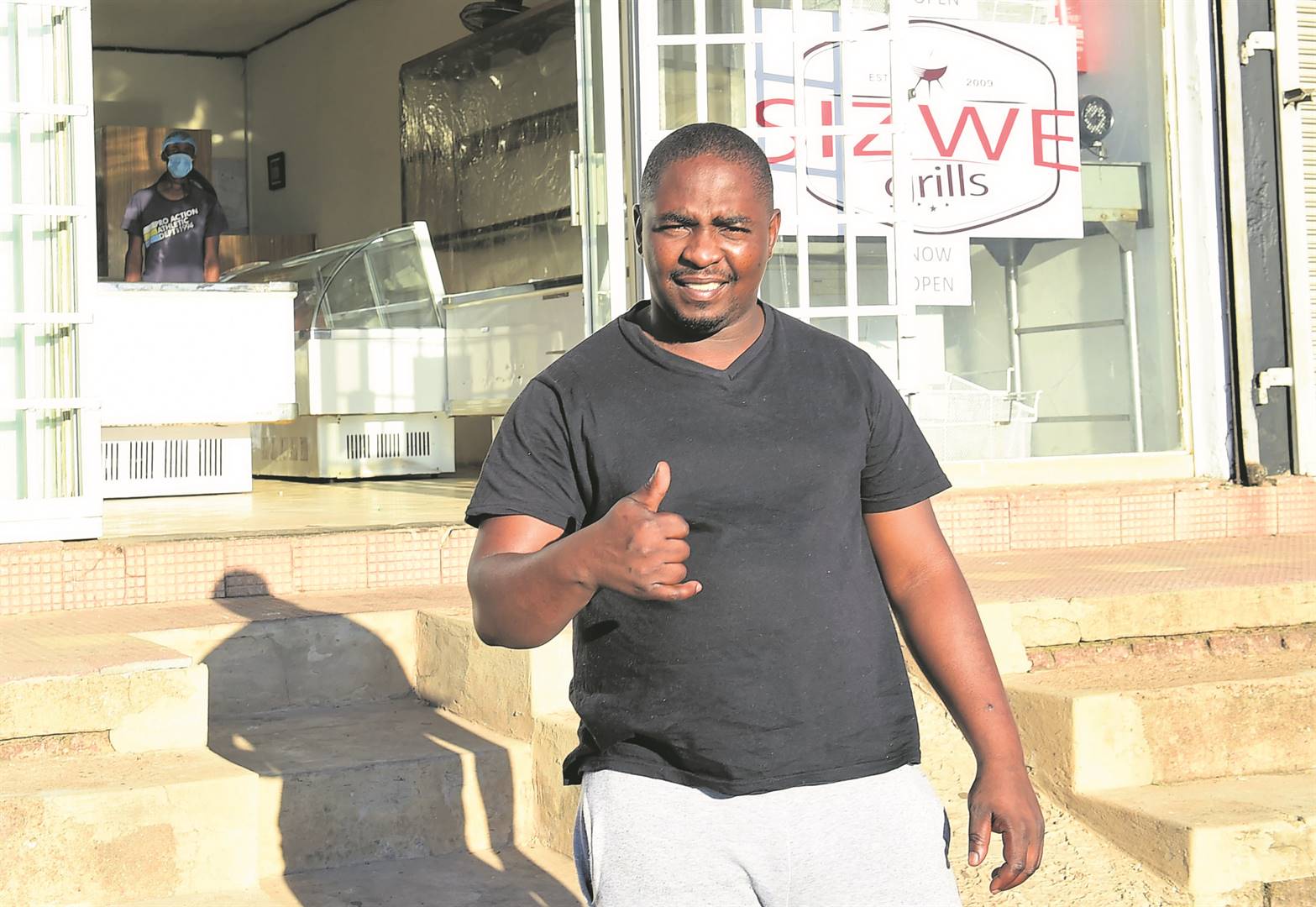 Sizwe Sekgopi has upgraded his mobile shisa nyama to a butchery that has seven employees.                    Photo by Morapedi Mashashe