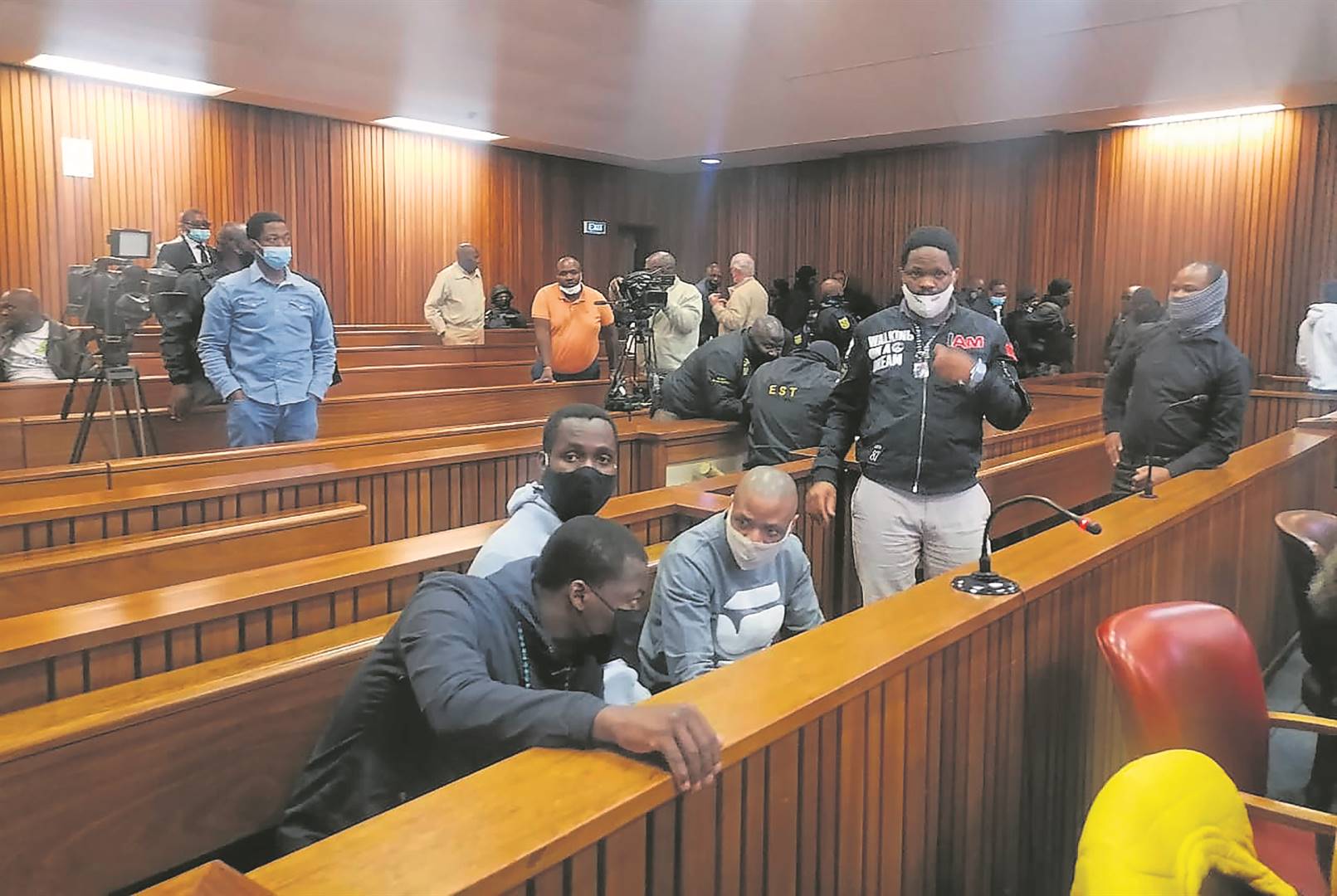 The accused Muzikawukhulelwa Sibiya, Bongani Ntanzi, Mthobisi Mncube, Mthokoziseni Maphisa and Sifisokuhle Ntuli have pleaded not guilty to all charges against them.  Photo by Kgomotso Medupe