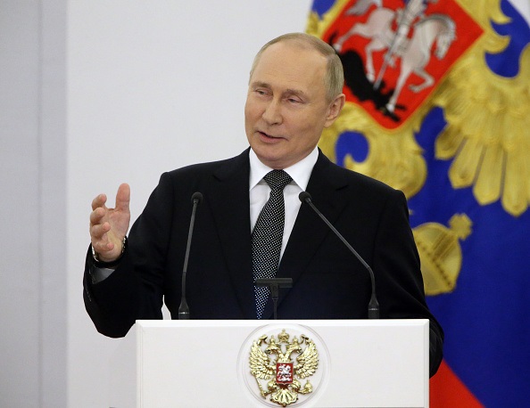 Russian President Vladimir Putin speaks during the State Awarding Ceremony at the Grand Kremlin Palace, June,12,2022, in Moscow, Rusia. Russia Day, celebrated annually on 12 June since 1992, commemorates the adoption of the Declaration of State Sovereignty of the Russian Soviet Federative Socialist Republic (RSFSR) (Photo by Contributor/Getty Images)