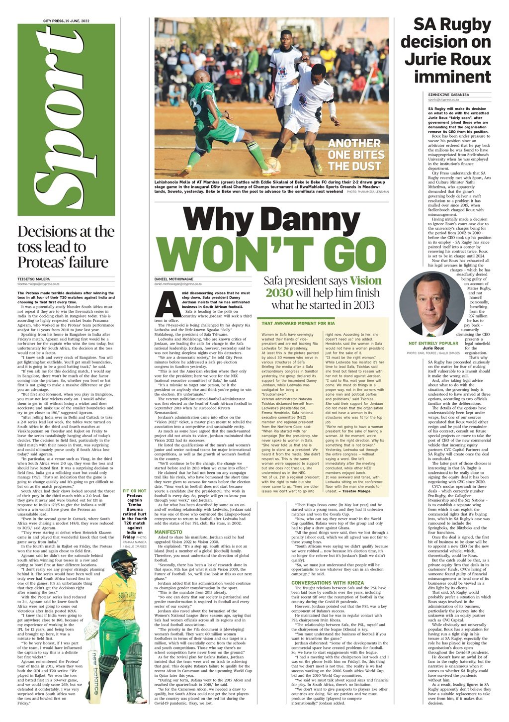 What's in City Press Sport, June 19 2022