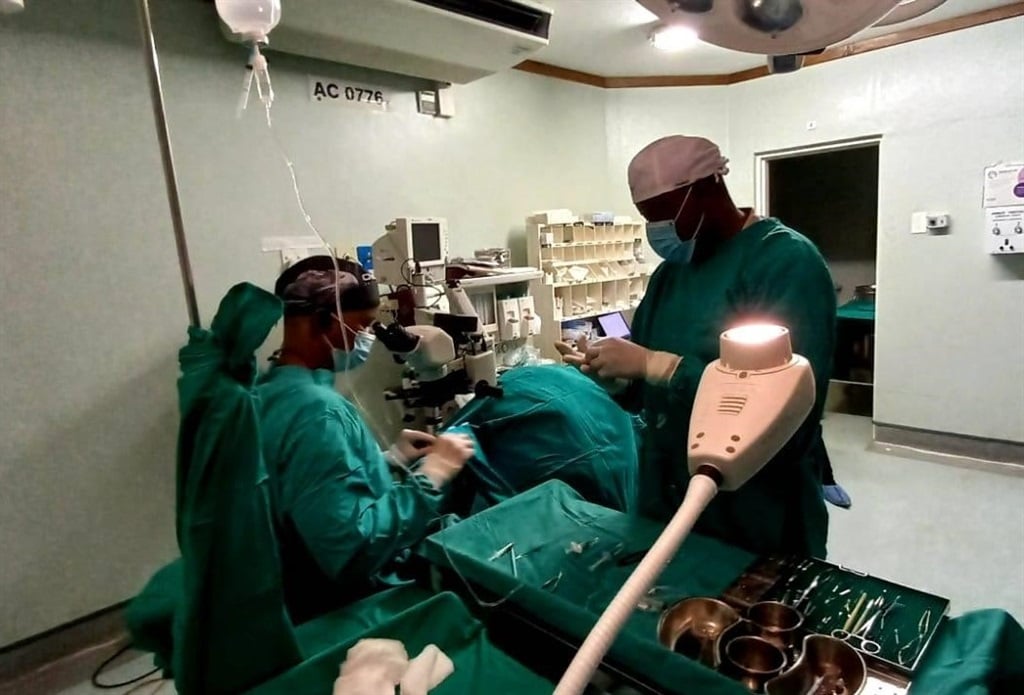 Cataract surgery in progress at Nompumelelo Hospital in Peddie. Photo: Supplied 