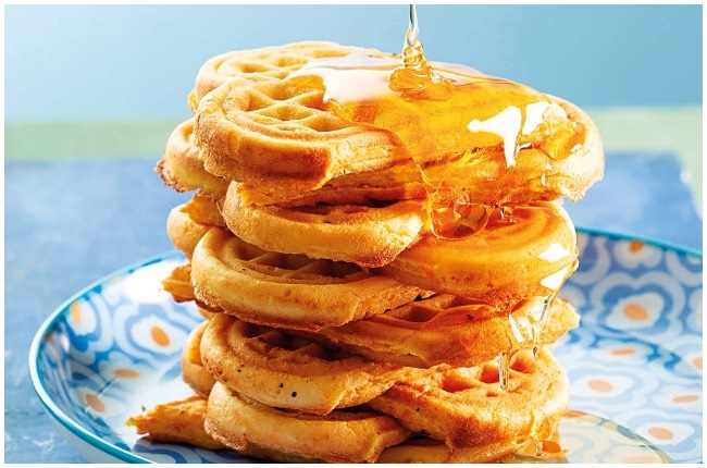 We sweeten the waffles with grated
sweet potato instead of sugar.