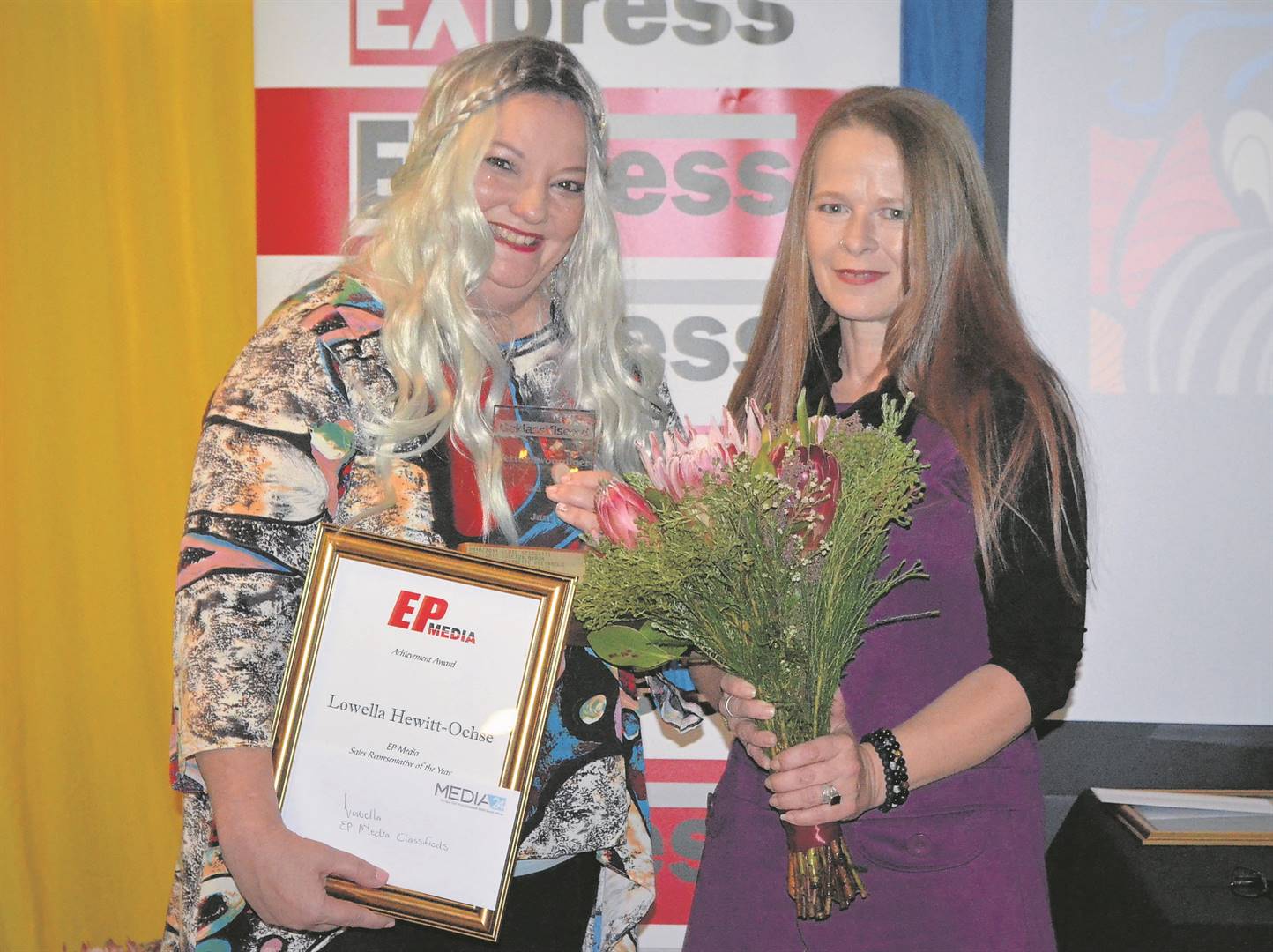 : Lowella Hewitt-Ochse (right) received two awards. The first was for ‘EP Media’ Classifieds Representative of the Year as well as for New Business Rep of the year.photos: heilie combrinck