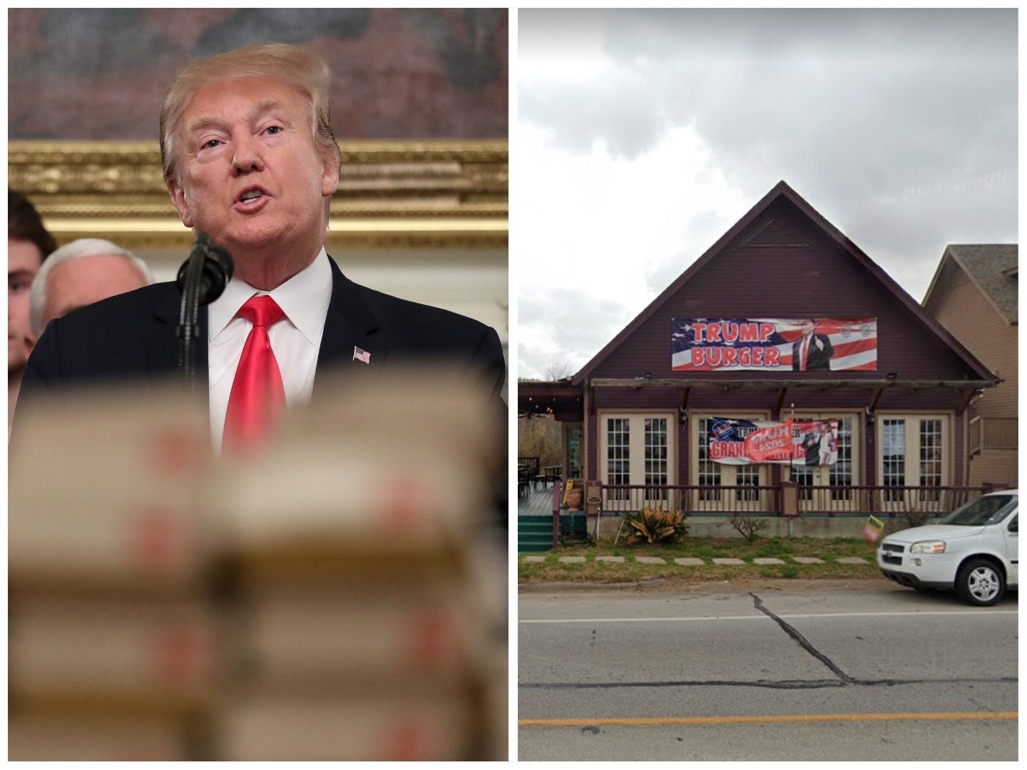 Trump Burger in Bellville, Texas pays tribute to the former President.