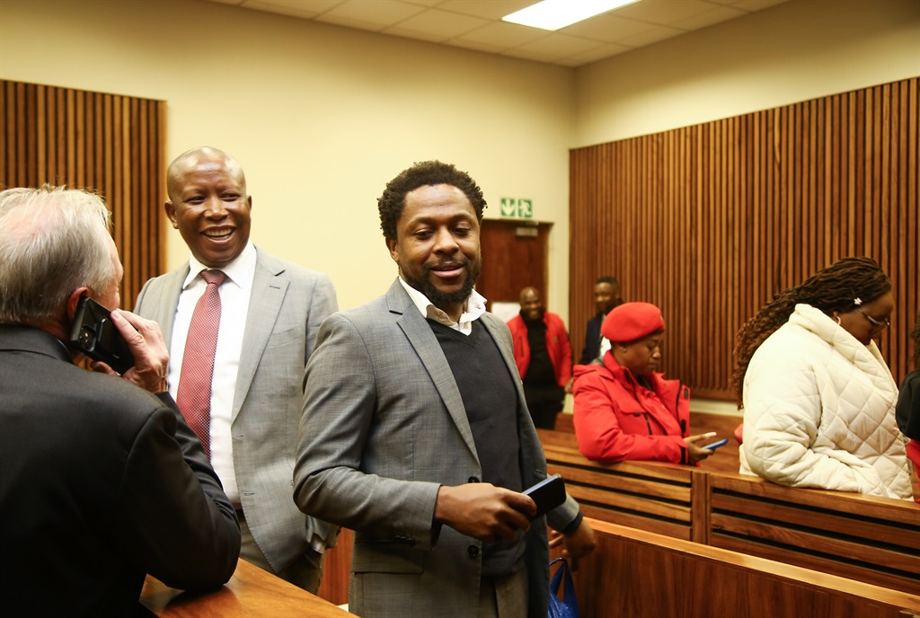 Julius Malema and Mbuyiseni Ndlozi at Randburg Magistrate's Court.