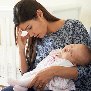 New mother suffering from postnatal depression