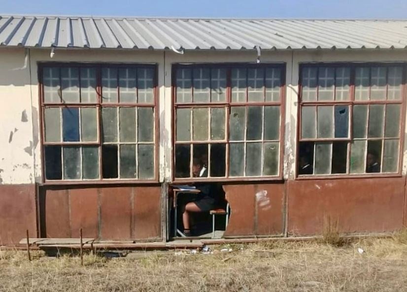 A pupil at Zanokhanyo Junior Secondary School in Butterworth, Eastern Cape, which was shut down in July 2019 by parents because of its poor condition.