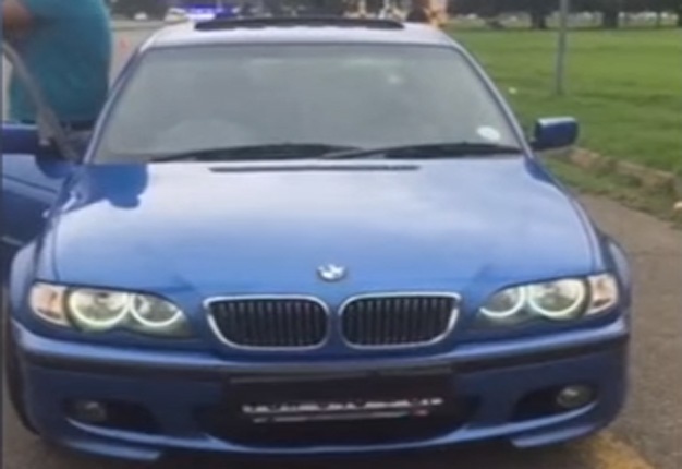 <B>NUMBER-PLATE BLOCKER:</B> A BMW driver has been pulled over for 'disappearing' number plates in Jozi. <i>Image: YouTube</i>