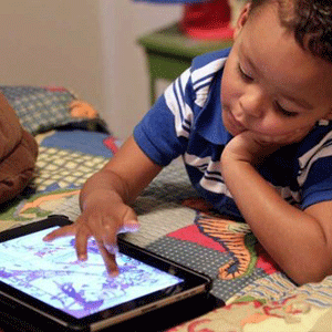 Young boy using a tablet